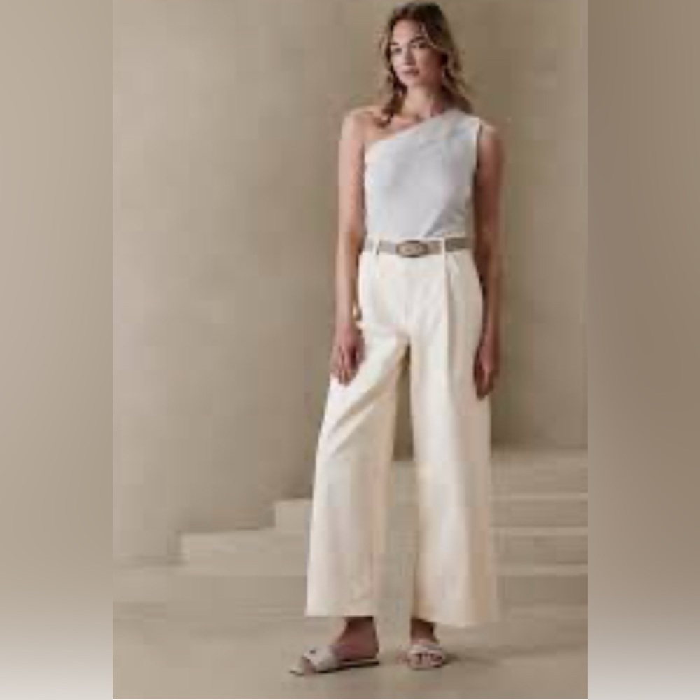 Banana Republic Cream Wide-Leg Jeans